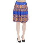 Yellow red shapes on a blue background                                                      Pleated Skirt