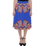 Yellow red shapes on a blue background                                                         Folding Skater Skirt