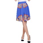 Yellow red shapes on a blue background                                                          A-line Skater Skirt