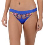 Yellow red shapes on a blue background                                                         Band Bikini Bottom