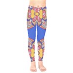 Yellow red shapes on a blue background                                                       Kids  Leggings