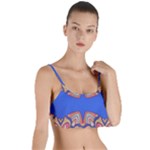 Yellow red shapes on a blue background                                                          Layered Top Bikini Top