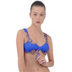 Yellow red shapes on a blue background                                                          Front Tie Bikini Top