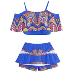 Kids  Off Shoulder Skirt Bikini 