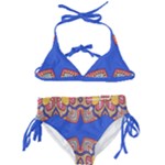 Yellow red shapes on a blue background                                                         Kids  Classic Bikini Set