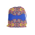 Yellow red shapes on a blue background                                                          Drawstring Pouch