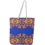 Yellow red shapes on a blue background                                                      Full Print Rope Handle Tote (Large)