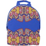 Yellow red shapes on a blue background                                                          Mini Full Print Backpack