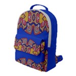 Yellow red shapes on a blue background                                                         Flap Pocket Backpack (Large)