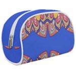 Yellow red shapes on a blue background                                                     Makeup Case (Medium)