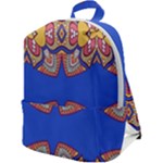 Yellow red shapes on a blue background                                                      Zip Up Backpack