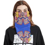 Yellow red shapes on a blue background                                                     Face Covering Bandana (Triangle)