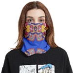 Yellow red shapes on a blue background                                                     Face Covering Bandana (Two Sides)