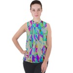 Watercolors spots                                                        Mock Neck Chiffon Sleeveless Top