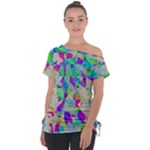 Watercolors spots                                                         Off Shoulder Tie-Up Tee