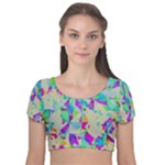 Watercolors spots                                                       Velvet Short Sleeve Crop Top