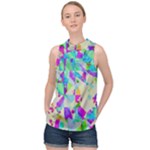 Watercolors spots                                                           High Neck Satin Top