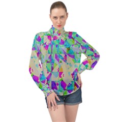 High Neck Long Sleeve Chiffon Top 