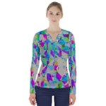 Watercolors spots                                                           V-Neck Long Sleeve Top