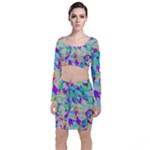 Watercolors spots                                                             Long Sleeve Crop Top & Bodycon Skirt Set