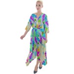 Watercolors spots                                        Quarter Sleeve Wrap Front Maxi Dress