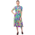 Watercolors spots                                                             Keyhole Neckline Chiffon Dress