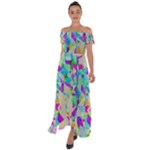 Watercolors spots                                                          Off Shoulder Open Front Chiffon Dress