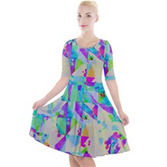 Quarter Sleeve A-Line Dress 