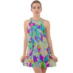 Watercolors spots                                                             Halter Tie Back Chiffon Dress