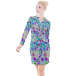 Watercolors spots                                                            Button Long Sleeve Dress