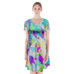 Watercolors spots                                                              Short Sleeve V-neck Flare Dress