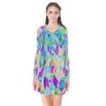 Watercolors spots                                                         Long Sleeve V-neck Flare Dress