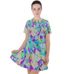 Watercolors spots                                                         Short Sleeve Shoulder Cut Out Dress