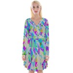 Watercolors spots                                                             Long Sleeve Front Wrap Dress