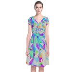 Watercolors spots                                                          Short Sleeve Front Wrap Dress