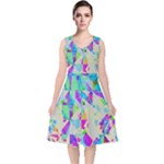 Watercolors spots                                                         V-Neck Midi Sleeveless Dress