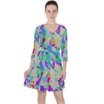 Watercolors spots                                                          Quarter Sleeve Ruffle Waist Dress