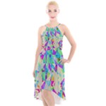 Watercolors spots                                                         High-Low Halter Chiffon Dress