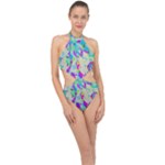 Watercolors spots                                                         Halter Side Cut Swimsuit