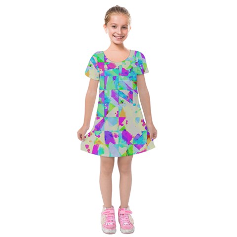 Watercolors spots                                                              Kids  Short Sleeve Velvet Dress from ArtsNow.com