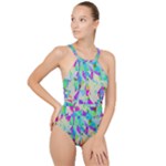 Watercolors spots                                                         High Neck One Piece Swimsuit