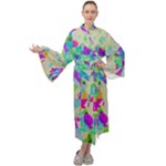 Watercolors spots                                                       Maxi Tie Front Velour Kimono