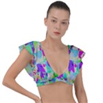 Watercolors spots                                                          Plunge Frill Sleeve Bikini Top