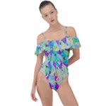 Watercolors spots                                                         Frill Detail One Piece Swimsuit