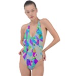 Watercolors spots                                                         Backless Halter One Piece Swimsuit