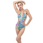 Watercolors spots                                                          Plunging Cut Out Swimsuit