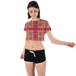 Shapes in retro colors2                                                           Tie Back Short Sleeve Crop Tee