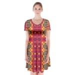 Shapes in retro colors2                                                               Short Sleeve V-neck Flare Dress