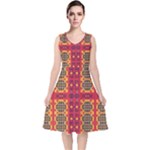 Shapes in retro colors2                                                          V-Neck Midi Sleeveless Dress