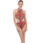 Shapes in retro colors2                                                          Halter Side Cut Swimsuit